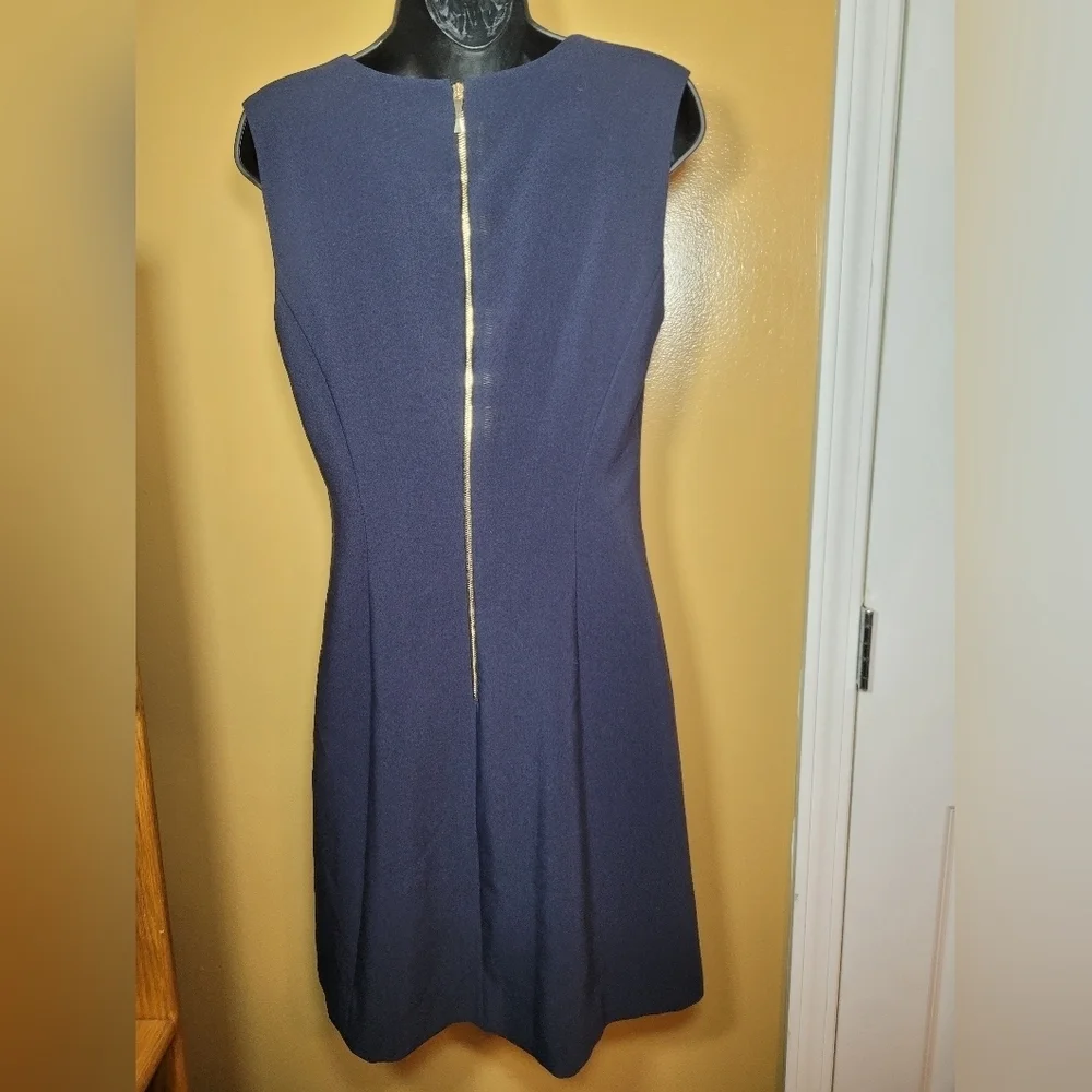 Kate Spade Look for The Silver Lining Navy Blue Fit and Flare Dress sz 10